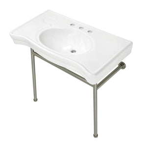 Bristol VPB28140W88 36-Inch Console Sink with Stainless Steel Legs (8-Inch, 3 Hole), White/Brushed Nickel