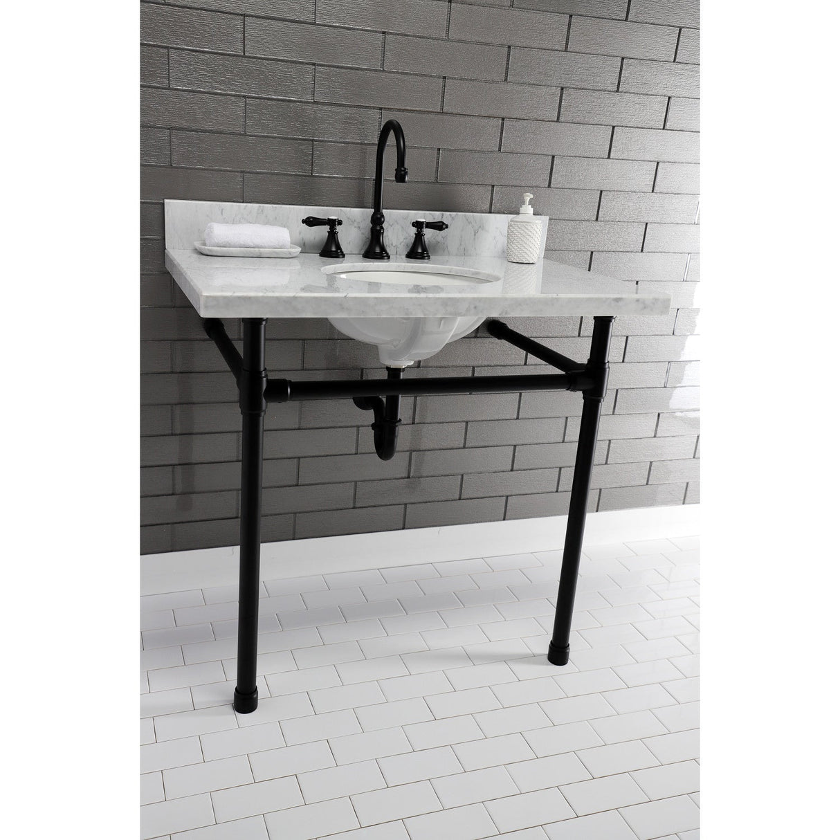 Dreyfuss VPB2818330 Stainless Steel Console Sink Legs, Matte Black