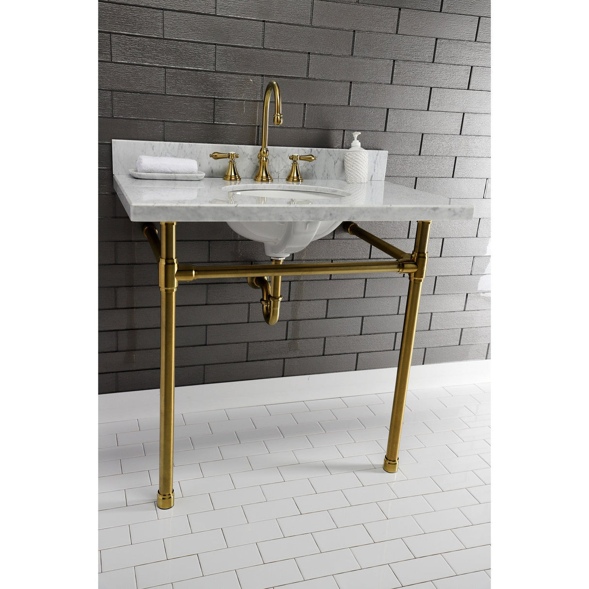 Dreyfuss VPB2818337 Stainless Steel Console Sink Legs, Brushed Brass