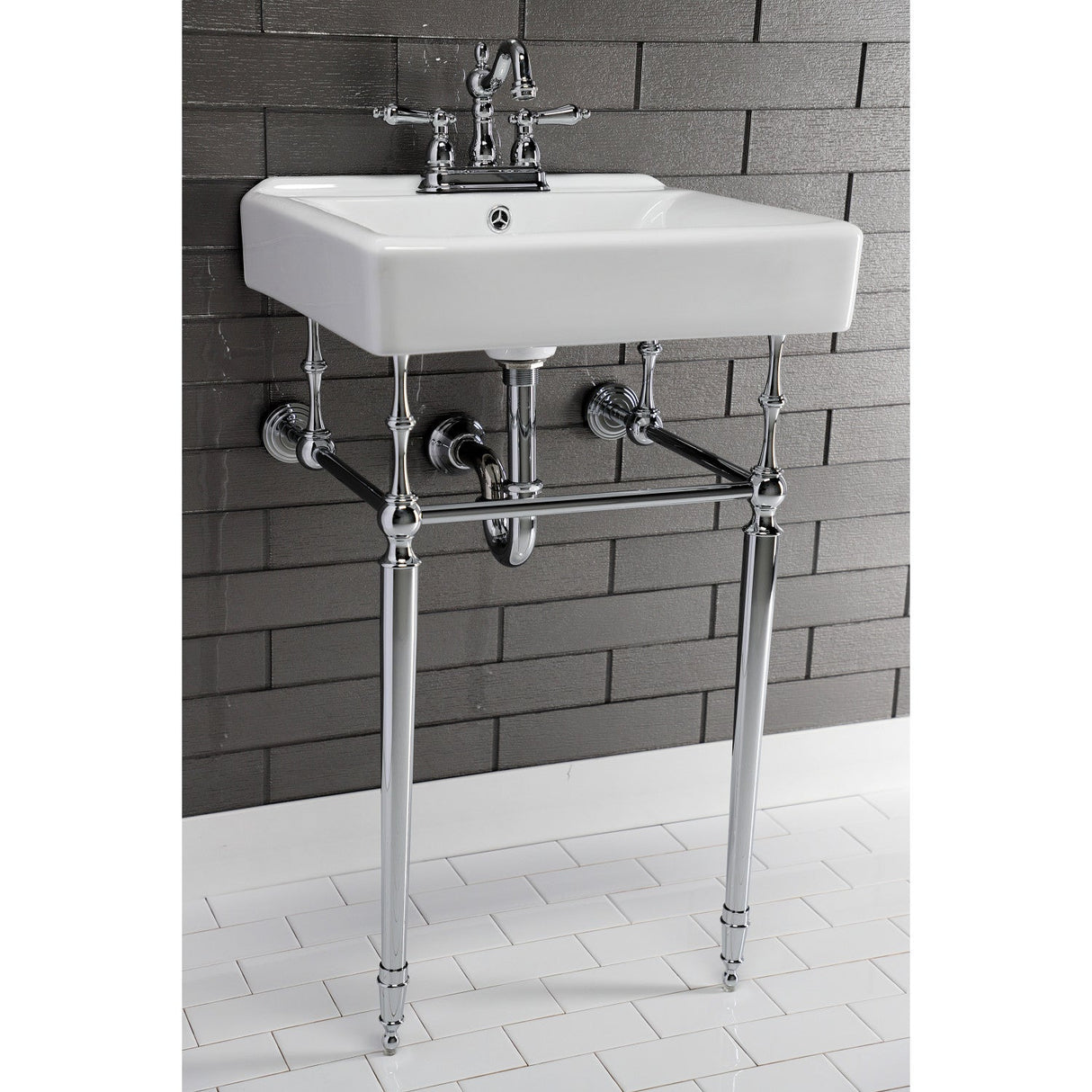 Edwardian VPB30161 Brass Console Sink Legs, Polished Chrome