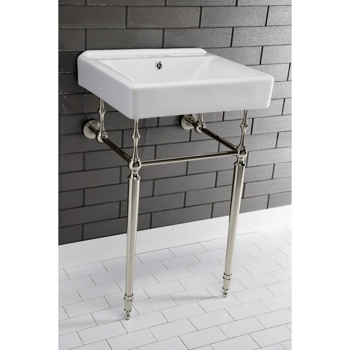 Edwardian VPB30166 Brass Console Sink Legs, Polished Nickel