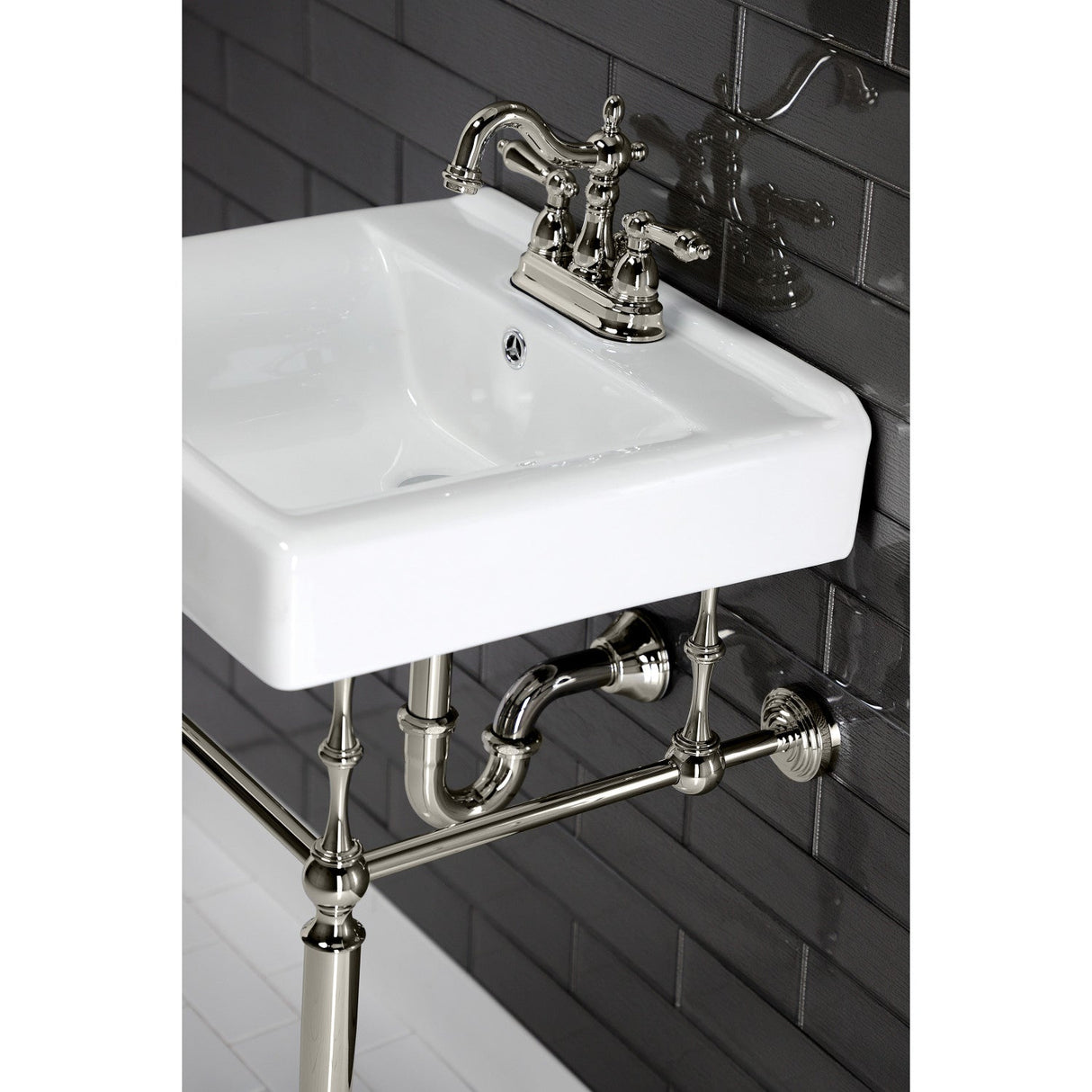 Edwardian VPB30166 Brass Console Sink Legs, Polished Nickel