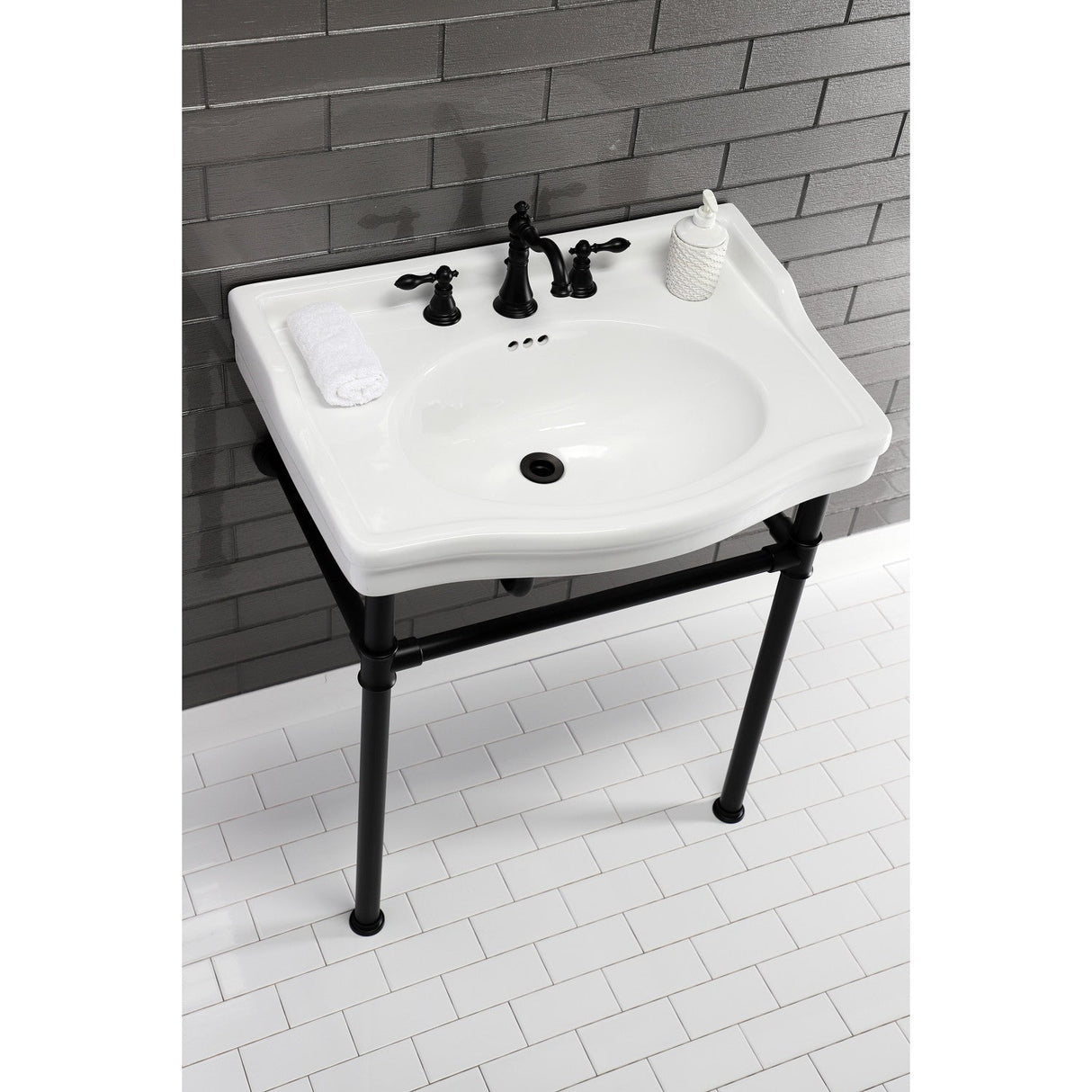 Victorian VPB3308B Console Sink Top, White