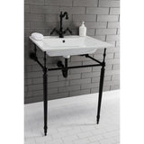 Edwardian VPB33220 Brass Console Sink Legs, Matte Black