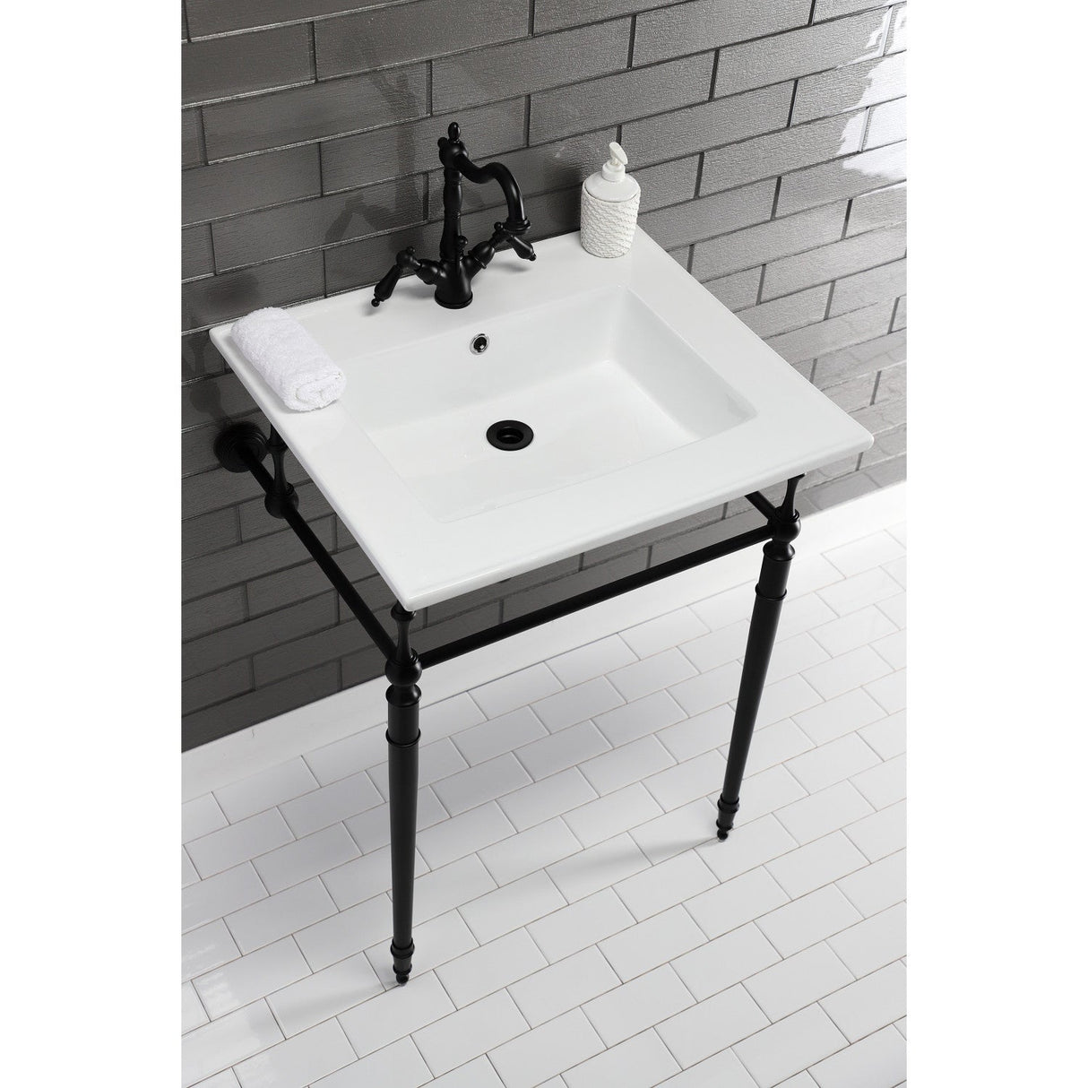 Edwardian VPB33220 Brass Console Sink Legs, Matte Black