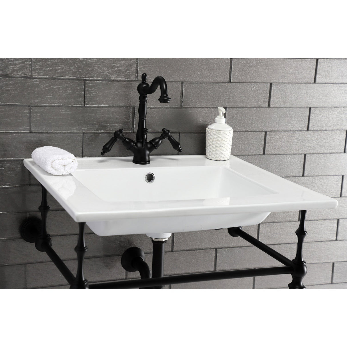 Edwardian VPB33220 Brass Console Sink Legs, Matte Black