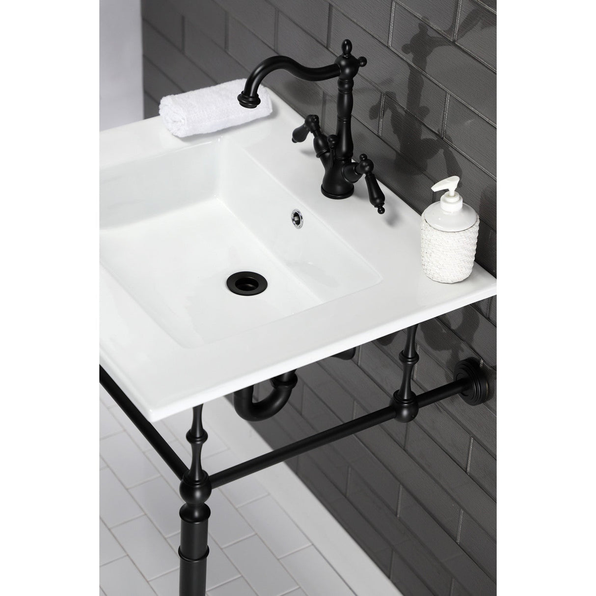 Edwardian VPB33220 Brass Console Sink Legs, Matte Black