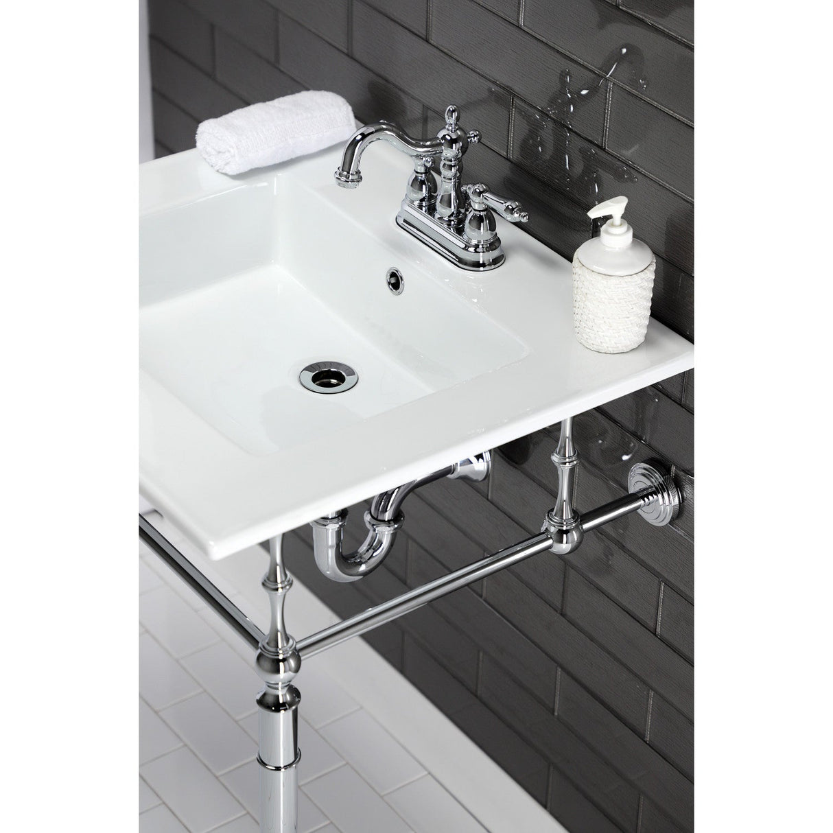 Edwardian VPB33221 Brass Console Sink Legs, Polished Chrome