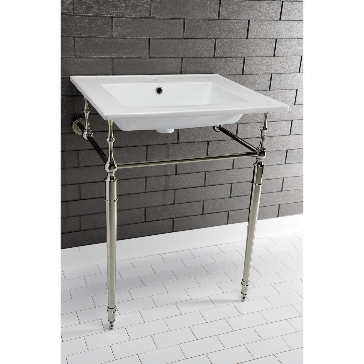 Edwardian VPB33226 Brass Console Sink Legs, Polished Nickel