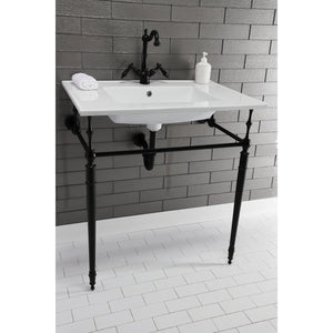 Edwardian VPB33280 Brass Console Sink Legs, Matte Black
