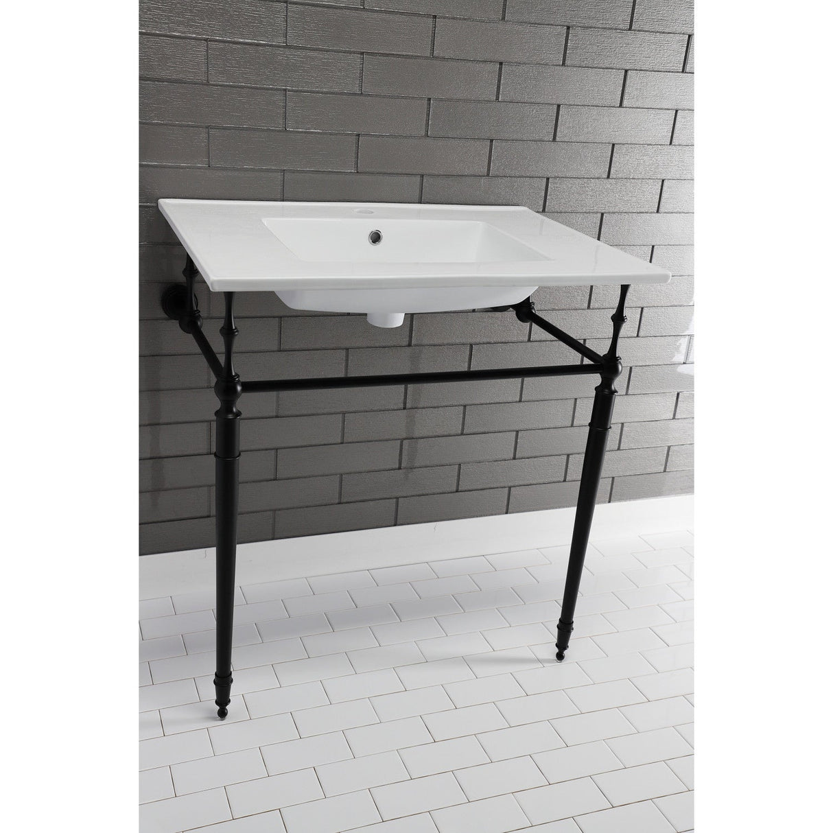 Edwardian VPB33280 Brass Console Sink Legs, Matte Black