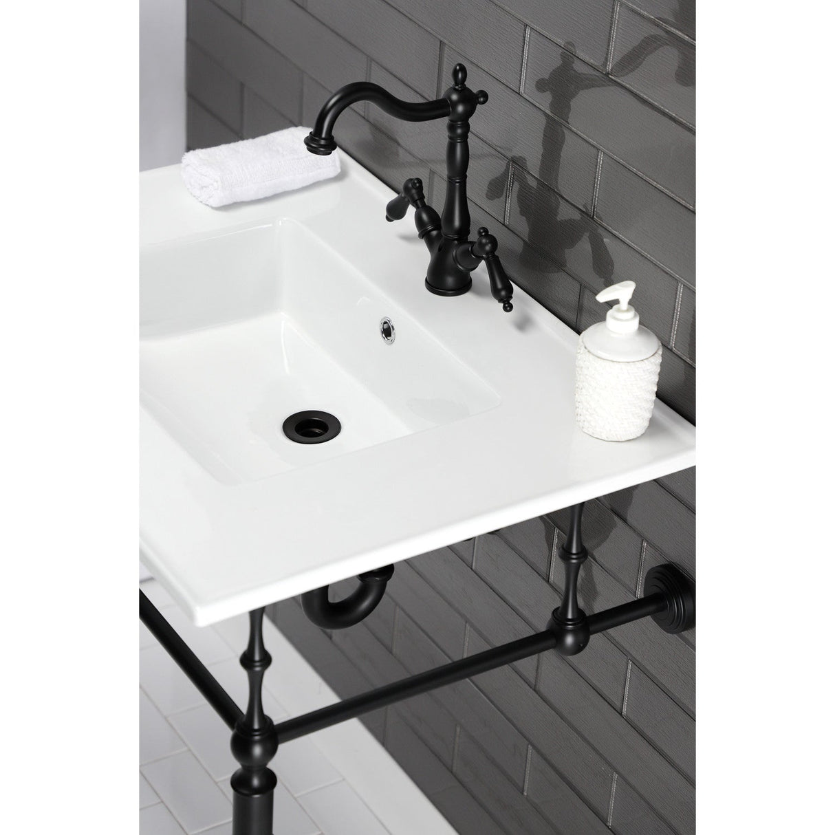 Edwardian VPB33280 Brass Console Sink Legs, Matte Black