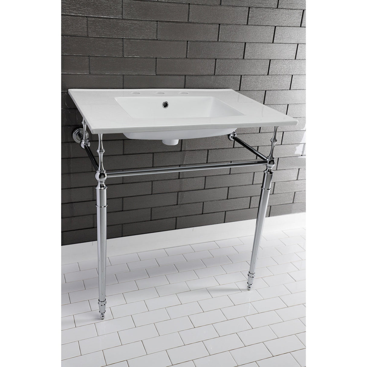 Edwardian VPB33281 Brass Console Sink Legs, Polished Chrome