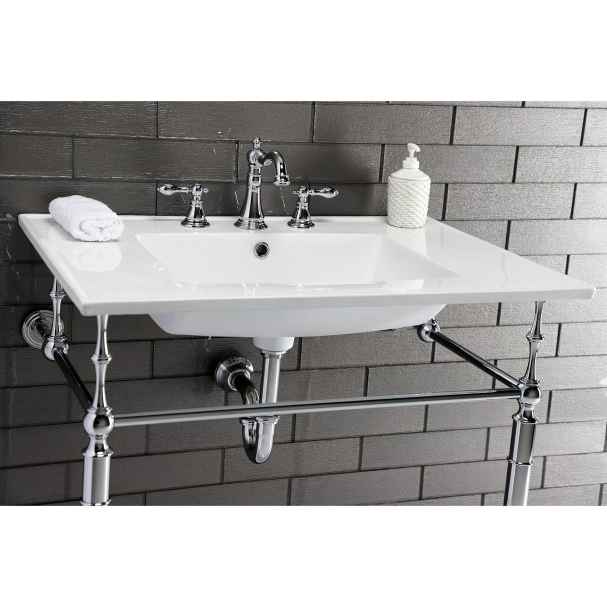 Edwardian VPB33281 Brass Console Sink Legs, Polished Chrome