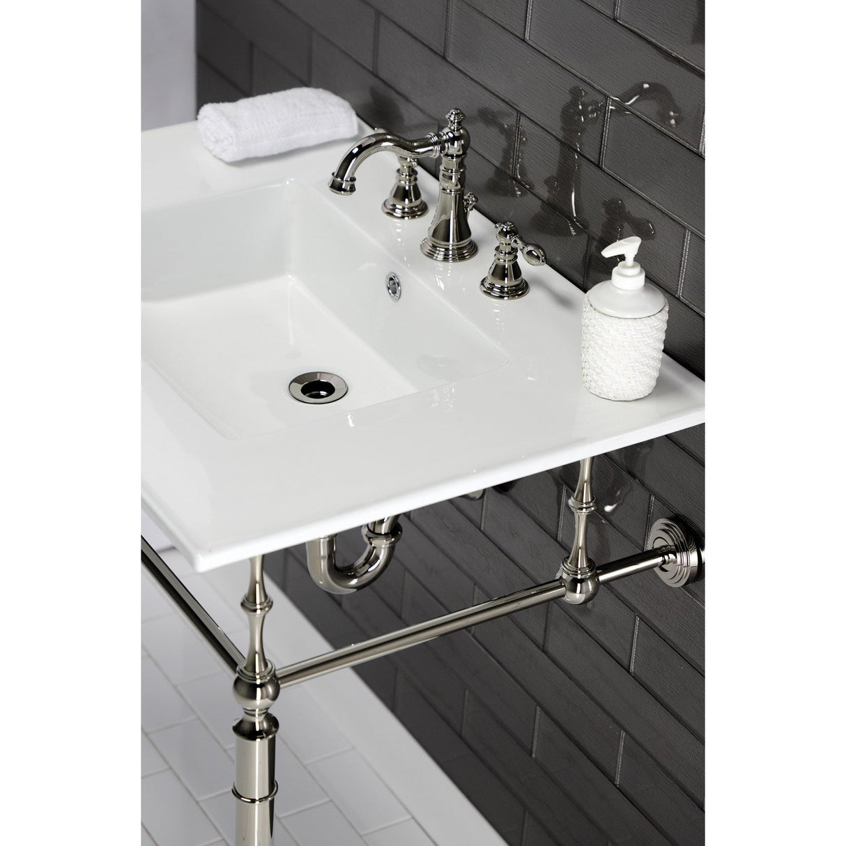 Edwardian VPB33286 Brass Console Sink Legs, Polished Nickel