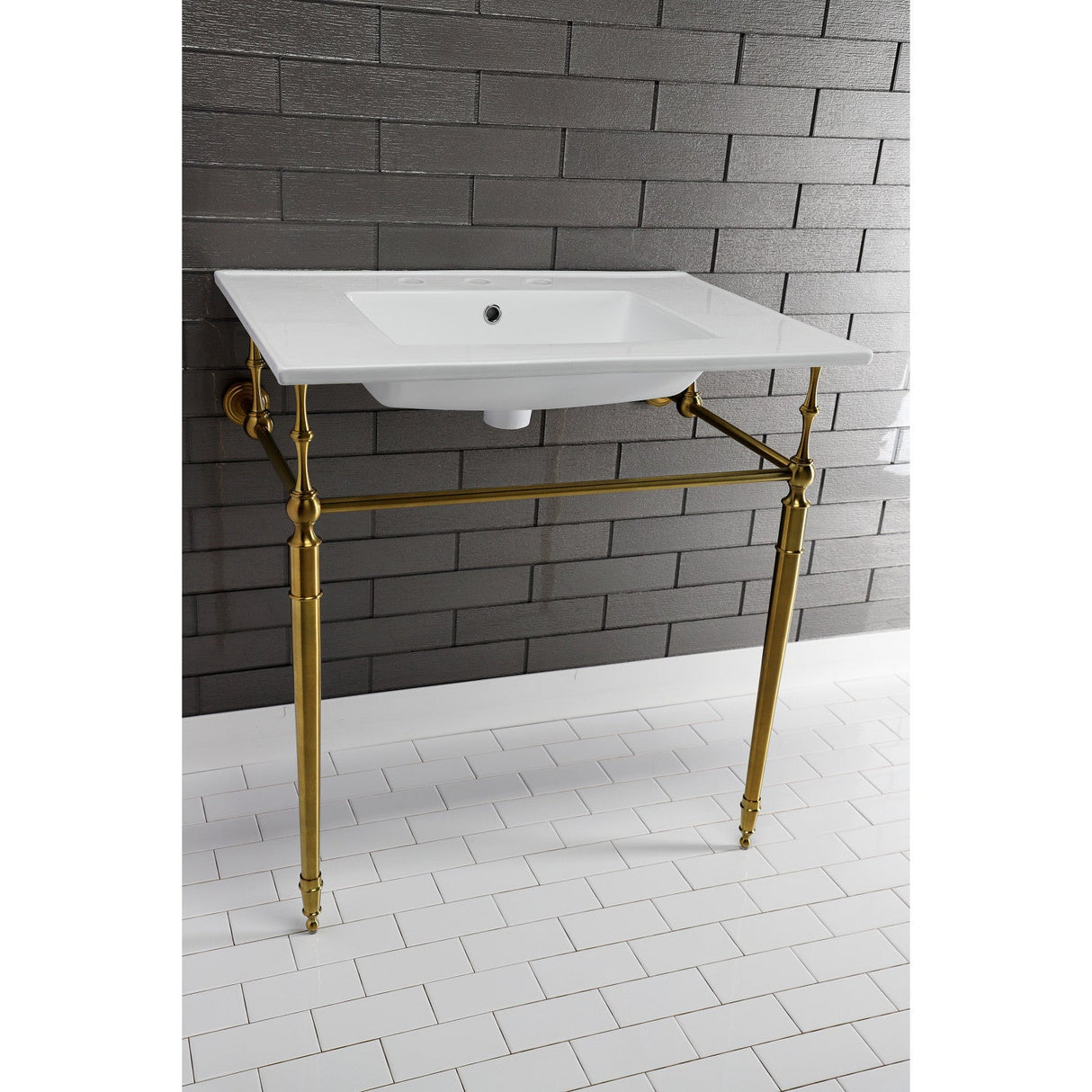 Edwardian VPB33287 Brass Console Sink Legs, Brushed Brass