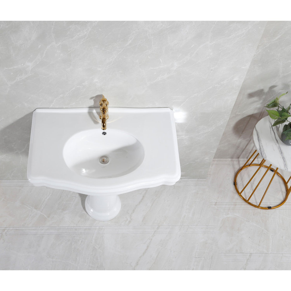 Sovereign VPB3510 35-Inch Ceramic Pedestal Sink (Single Hole), Glossy White