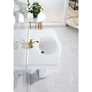 Sovereign VPB3534 35-Inch Ceramic Pedestal Sink (4-Inch, 3 Hole), Glossy White