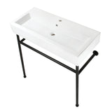 New Haven VPB39170ST 39-Inch Console Sink with Stainless Steel Legs (Single Hole), White/Matte Black