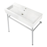 New Haven VPB39171ST 39-Inch Console Sink with Stainless Steel Legs (Single Hole), White/Polished Chrome