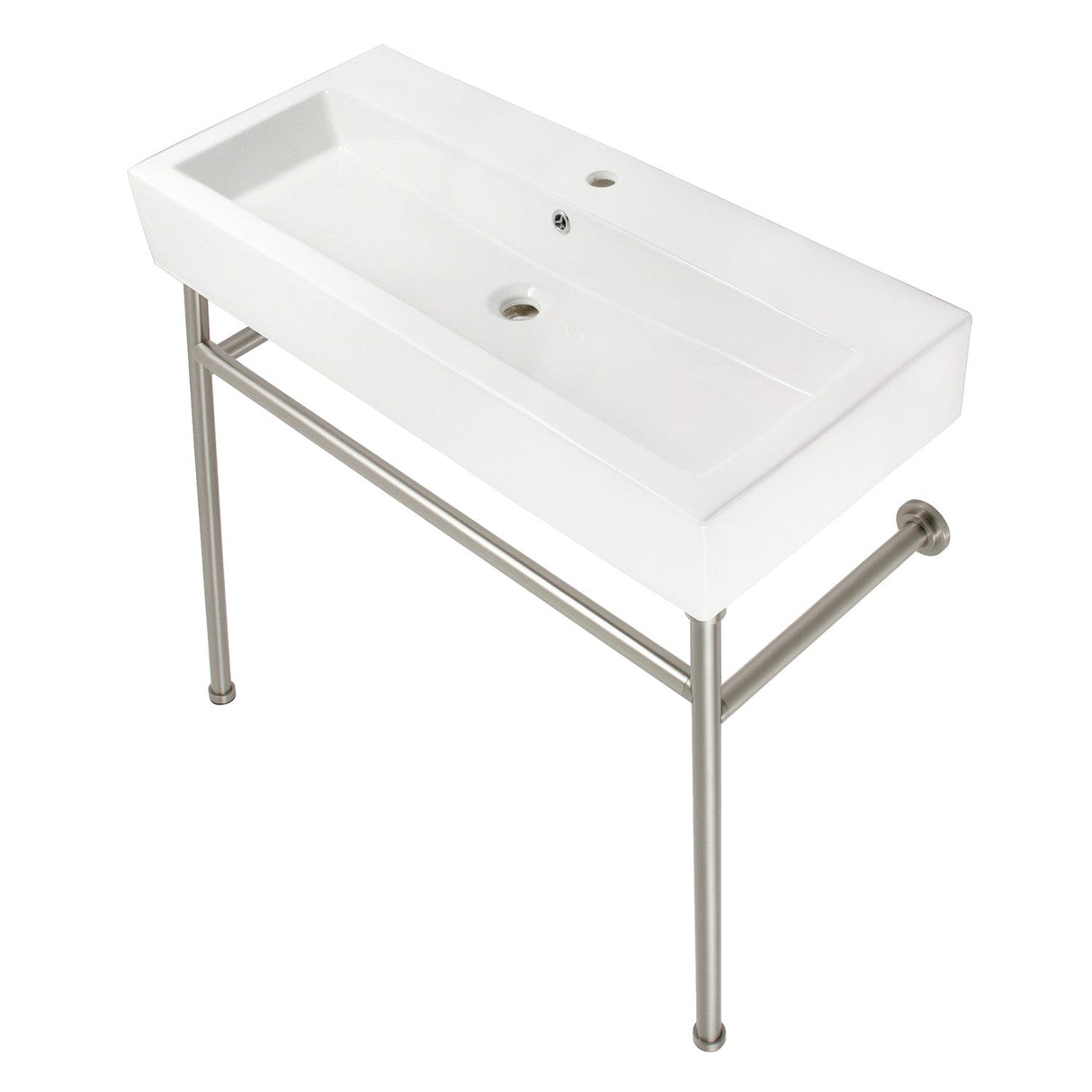 New Haven VPB39178ST 39-Inch Console Sink with Stainless Steel Legs (Single Hole), White/Brushed Nickel