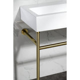 New Haven VPB3917H7ST 39-Inch Console Sink with Stainless Steel Legs, White/Brushed Brass