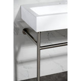 New Haven VPB3917W8ST 39-Inch Console Sink with Stainless Steel Legs  (8" Centers), White/Brushed Nickel