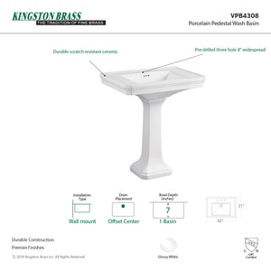 Imperial VPB4308 Ceramic Pedestal Sink, White