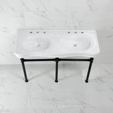 Imperial VPBT14880ST 47-Inch Ceramic Double Bowl Console Sink with Stainless Steel Legs, White/Matte Black