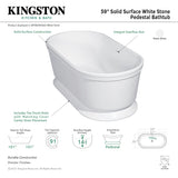 Arcticstone VRTDE593023 59-Inch Double Ended Solid Surface Pedestal Tub with Drain, Glossy White/Matte White