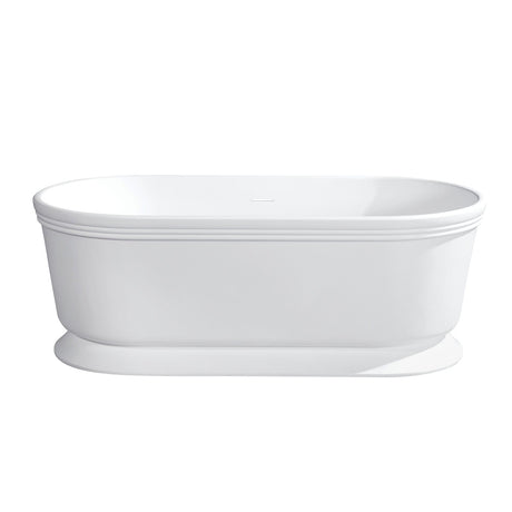 Arcticstone VRTDE593023 59-Inch Double Ended Solid Surface Pedestal Tub with Drain, Glossy White/Matte White