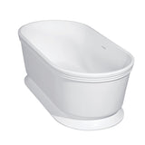 Arcticstone VRTDE593023 59-Inch Double Ended Solid Surface Pedestal Tub with Drain, Glossy White/Matte White