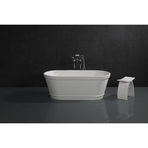 Arcticstone VRTDE612922 60-Inch Double Ended Solid Surface Freestanding Tub with Drain, Glossy White/Matte White