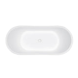 Arcticstone VRTDS673026 67-Inch Double Slipper Solid Surface Pedestal Tub with Drain, Glossy White/Matte White