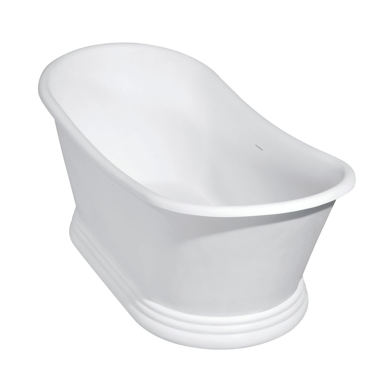 Arcticstone VRTDS673026 67-Inch Double Slipper Solid Surface Pedestal Tub with Drain, Glossy White/Matte White