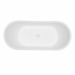 Arcticstone VRTDS673026WG 67-Inch Double Slipper Solid Surface Pedestal Tub with Drain, Glossy White/Matte Gray