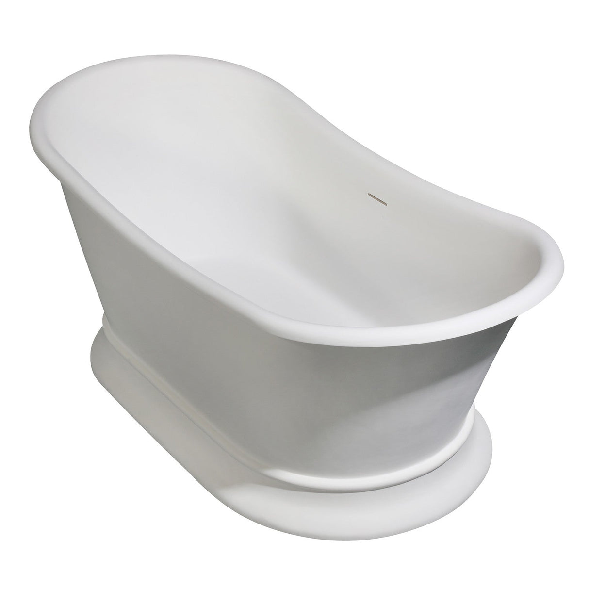 Arcticstone VRTDS683027 67-Inch Solid Surface White Stone Pedestal Tub with Drain, Matte White/Glossy White