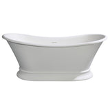 Arcticstone VRTDS683027 67-Inch Solid Surface White Stone Pedestal Tub with Drain, Matte White/Glossy White