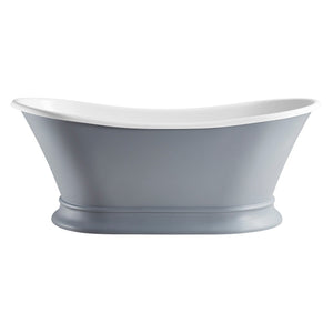 Arcticstone VRTDS683027WG 67-Inch Solid Surface White Stone Pedestal Tub with Drain, Matte Gray/Glossy White