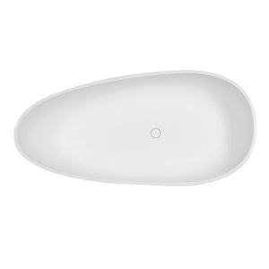 Arcticstone VRTOV683321 67-Inch Egg Shaped Solid Surface Freestanding Tub with Drain, Glossy White/Matte White