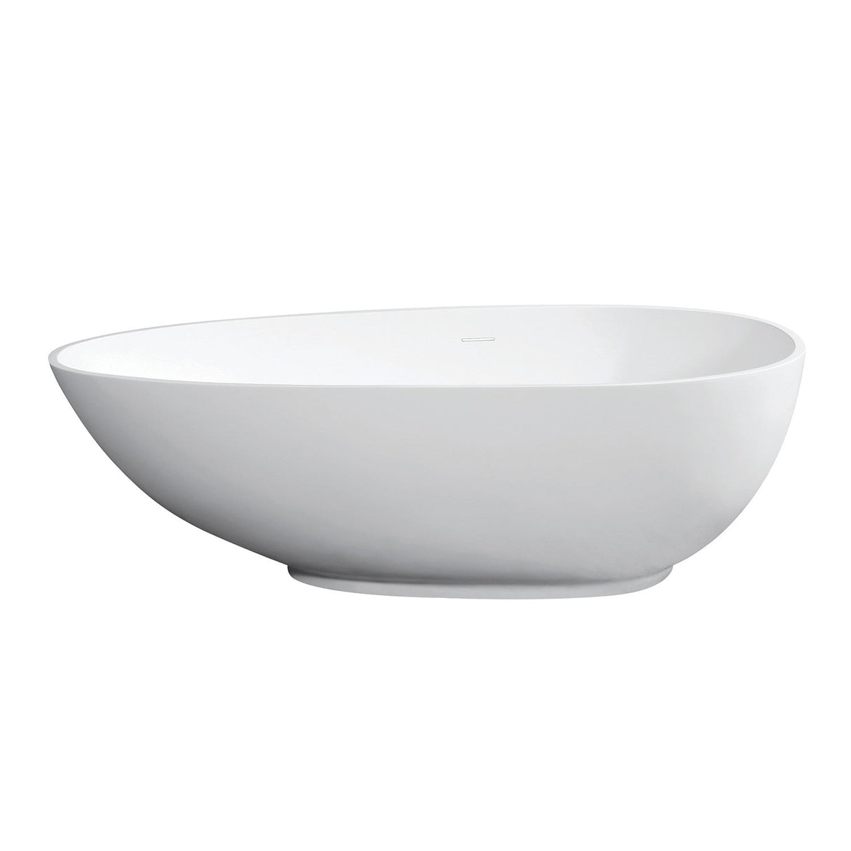 Arcticstone VRTOV683321 67-Inch Egg Shaped Solid Surface Freestanding Tub with Drain, Glossy White/Matte White