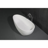 Arcticstone VRTOV683321 67-Inch Egg Shaped Solid Surface Freestanding Tub with Drain, Glossy White/Matte White