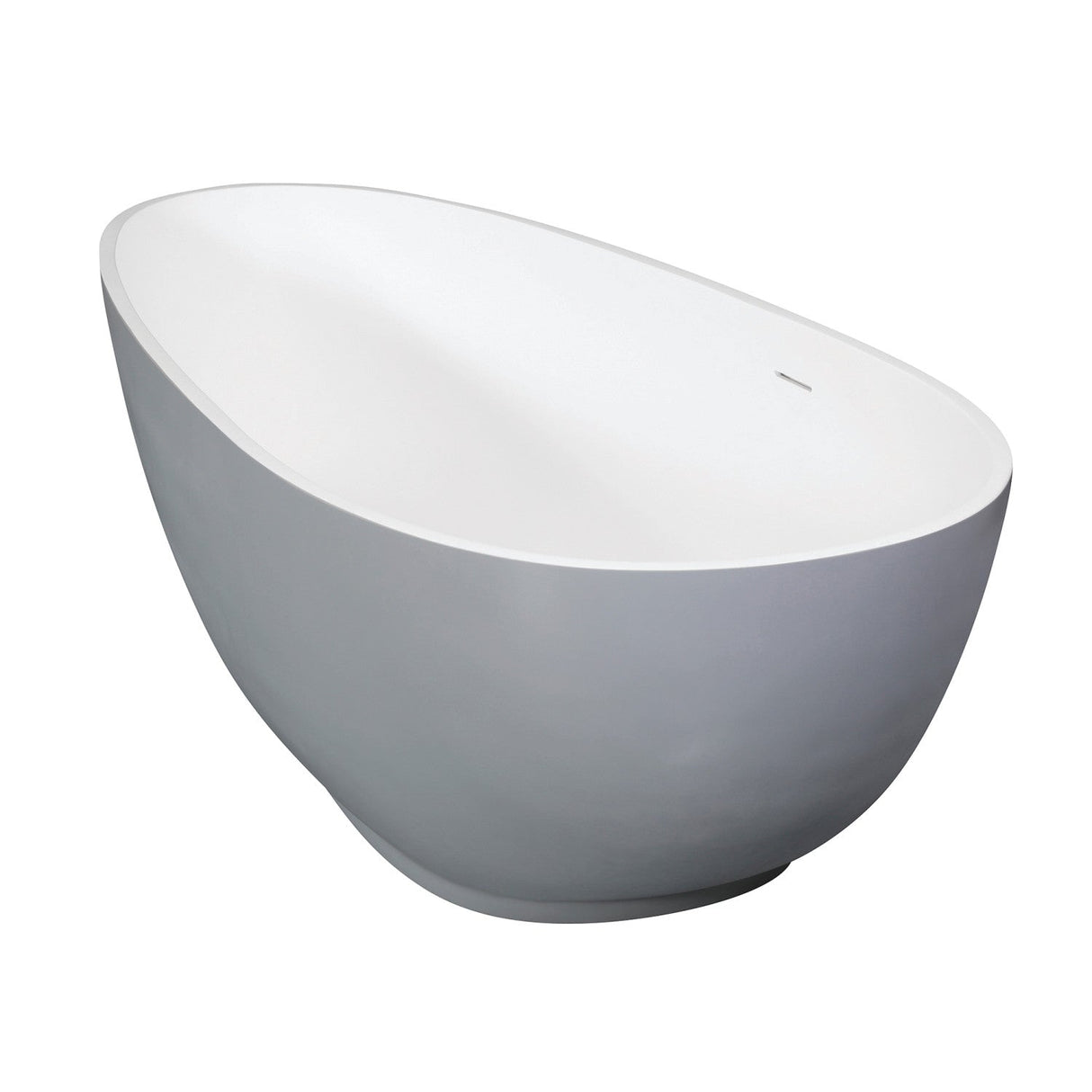 Arcticstone VRTOV683321WG 67-Inch Egg Shaped Solid Surface Freestanding Tub with Drain, Glossy White/Matte Gray