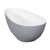 Arcticstone VRTOV683321WG 67-Inch Egg Shaped Solid Surface Freestanding Tub with Drain, Glossy White/Matte Gray