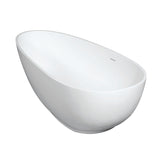 Arcticstone VRTOV683321 67-Inch Egg Shaped Solid Surface Freestanding Tub with Drain, Glossy White/Matte White