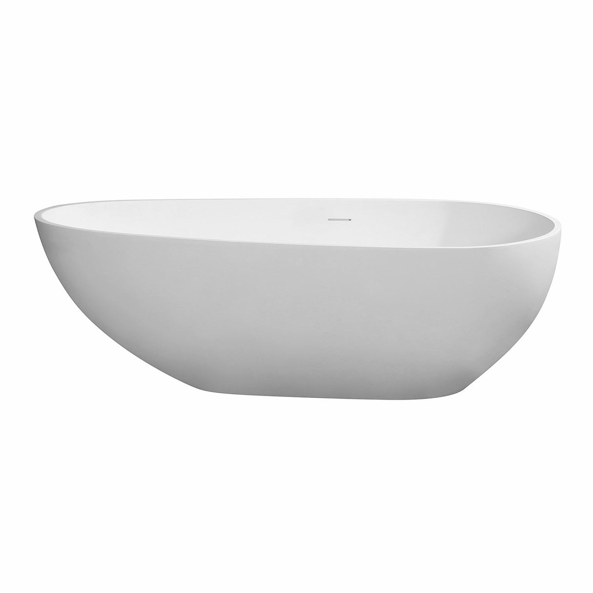 Arcticstone VRTOV713422 72-Inch Egg Shaped Solid Surface Freestanding Tub with Drain, Glossy White/Matte White