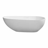 Arcticstone VRTOV713422 72-Inch Egg Shaped Solid Surface Freestanding Tub with Drain, Glossy White/Matte White