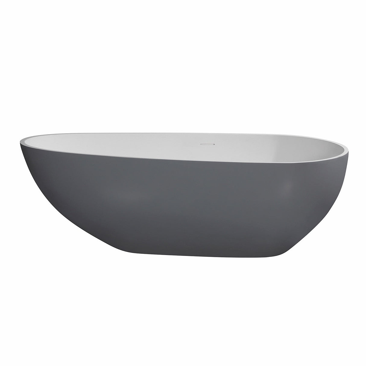 Arcticstone VRTOV713422WG 72-Inch Egg Shaped Solid Surface Freestanding Tub with Drain, Glossy White/Matte Gray