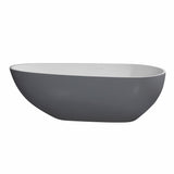 Arcticstone VRTOV713422WG 72-Inch Egg Shaped Solid Surface Freestanding Tub with Drain, Glossy White/Matte Gray