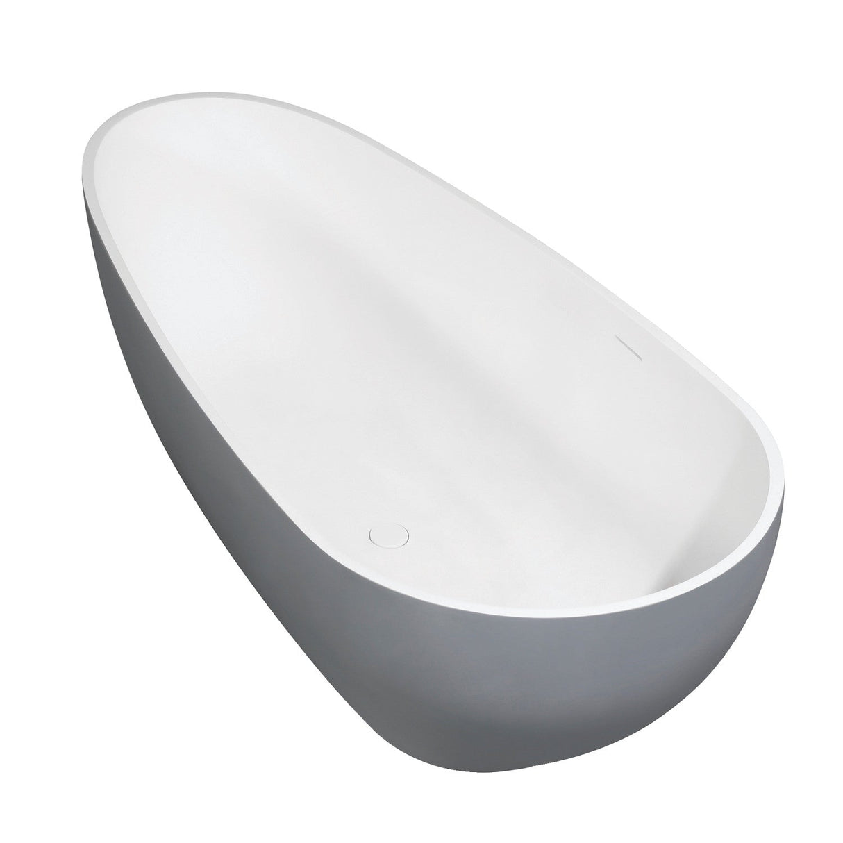 Arcticstone VRTOV713422WG 72-Inch Egg Shaped Solid Surface Freestanding Tub with Drain, Glossy White/Matte Gray